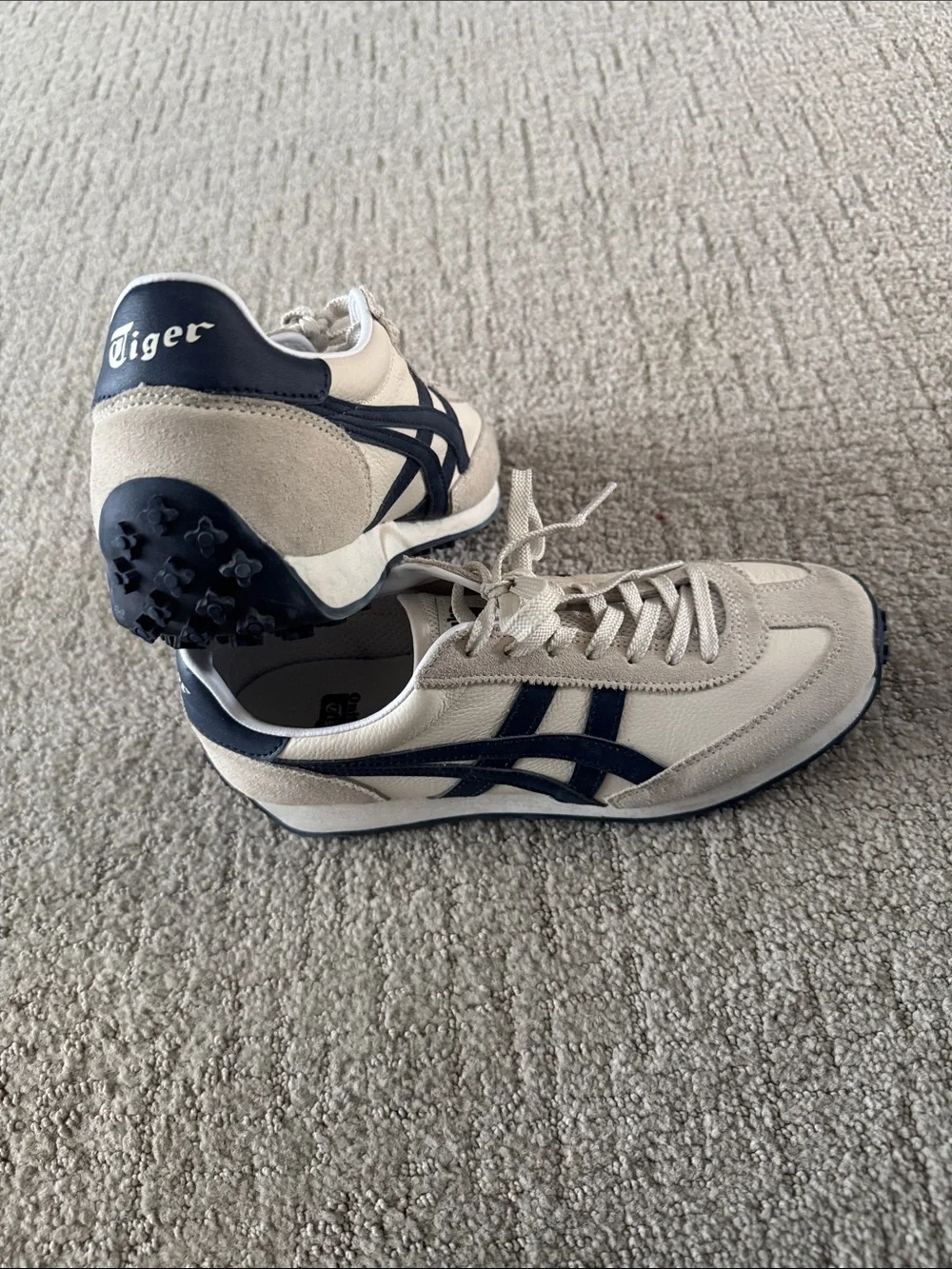 Onitsuka Tiger by Asics Beige and Navy Classic Runner Sneakers